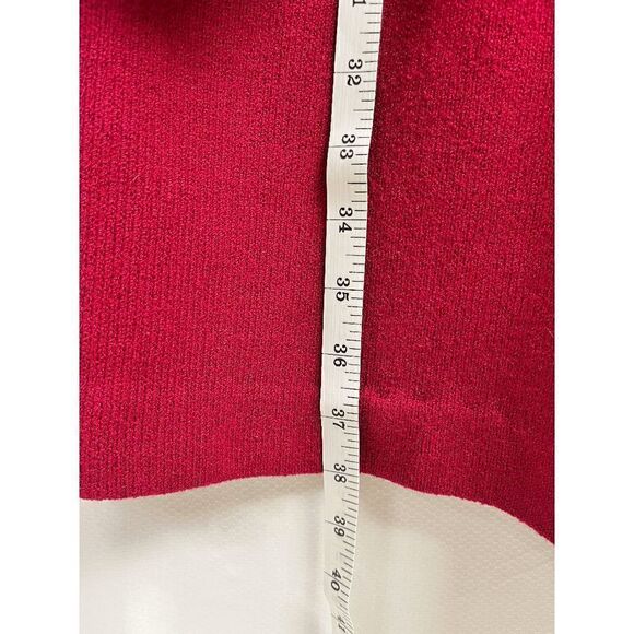 Vintage Womens Long Sleeve Embellished Stones Ribbed Stretch Skater Dress Red - Picture 8 of 10